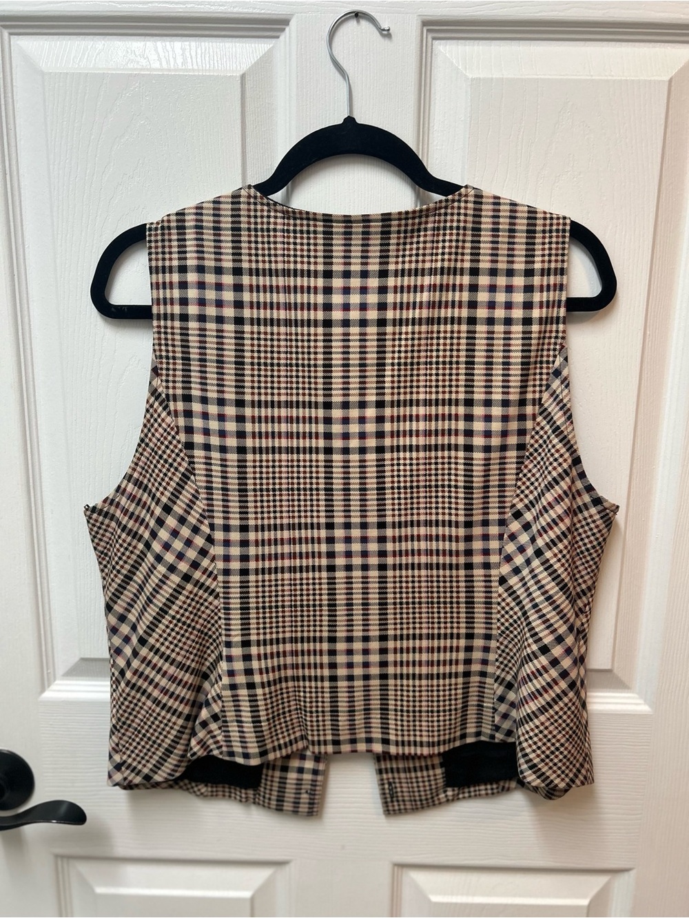 CAbi Pippa Plaid Button Vest in Tan and Black - Picture 3 of 3